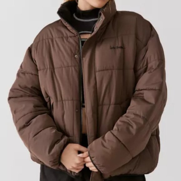 Urban Outfitters, iets frans Recycled Puffer Jacket, Brown, Small - Picture 2 of 6